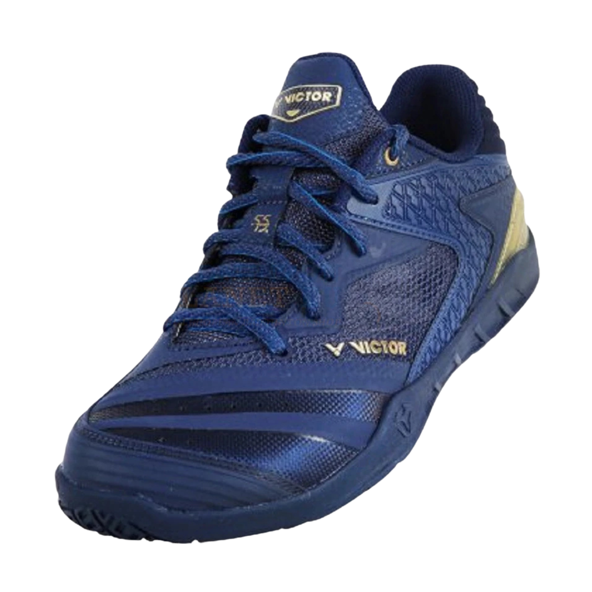 Victor P9200III-55 BX Badminton Shoes Unisex, Medieval Blue/Gold, back view