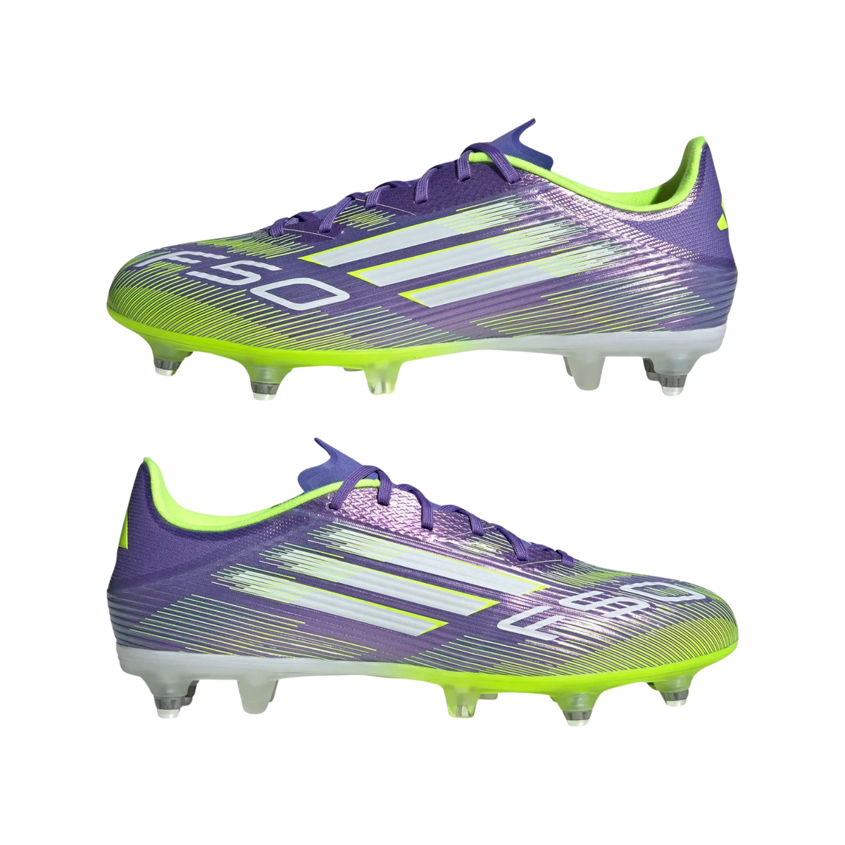 Adidas F50 League SG Football Boots Unisex, Purple/Lemon, packaging view