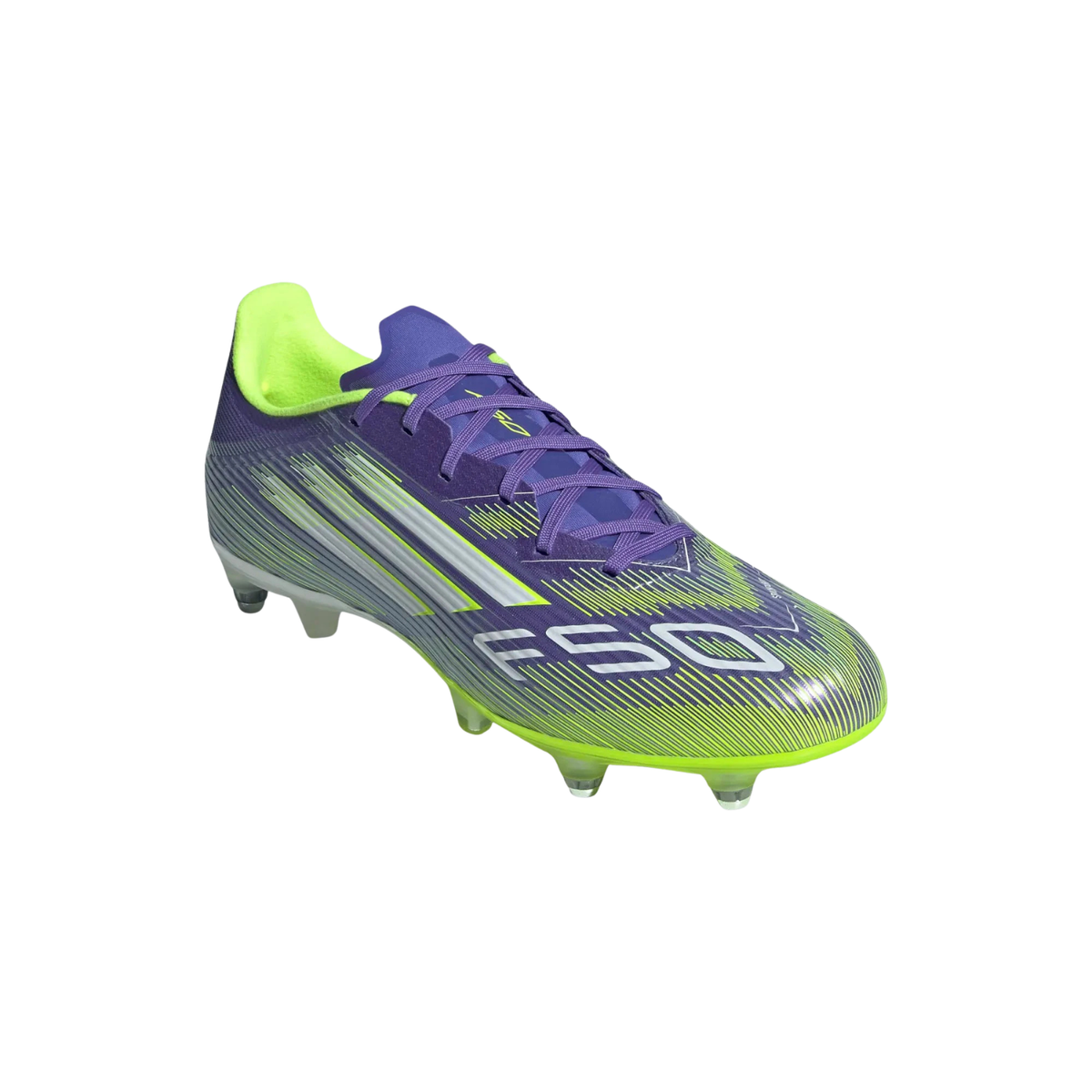 Adidas F50 League SG Football Boots Unisex, Purple/Lemon, detail view