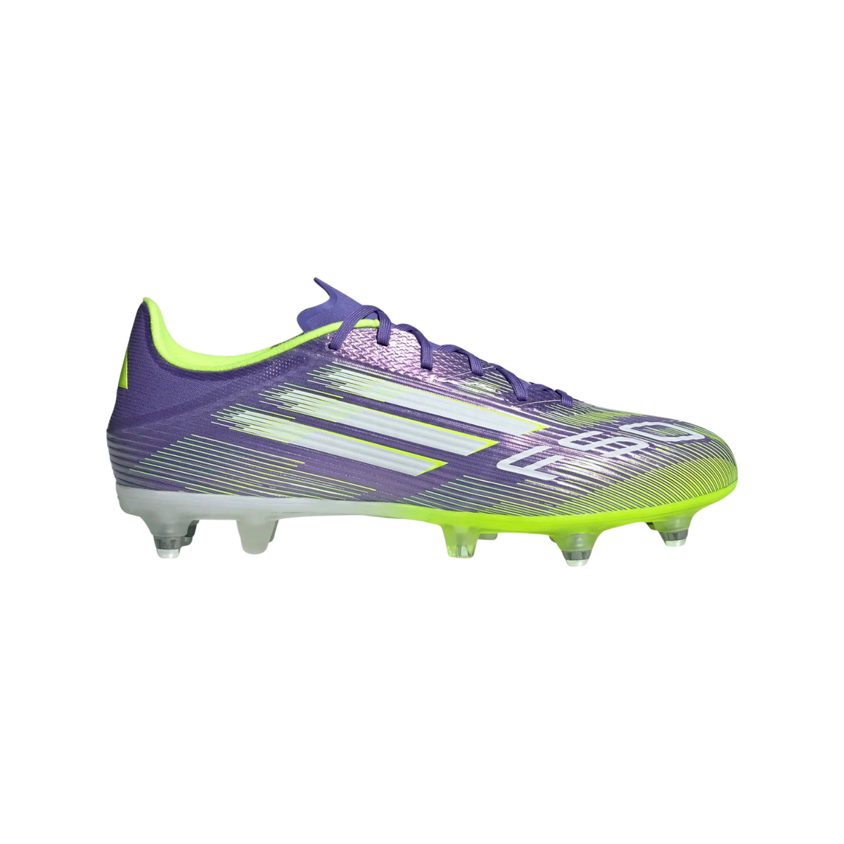 Adidas F50 League SG Football Boots Unisex, Purple/Lemon, back view