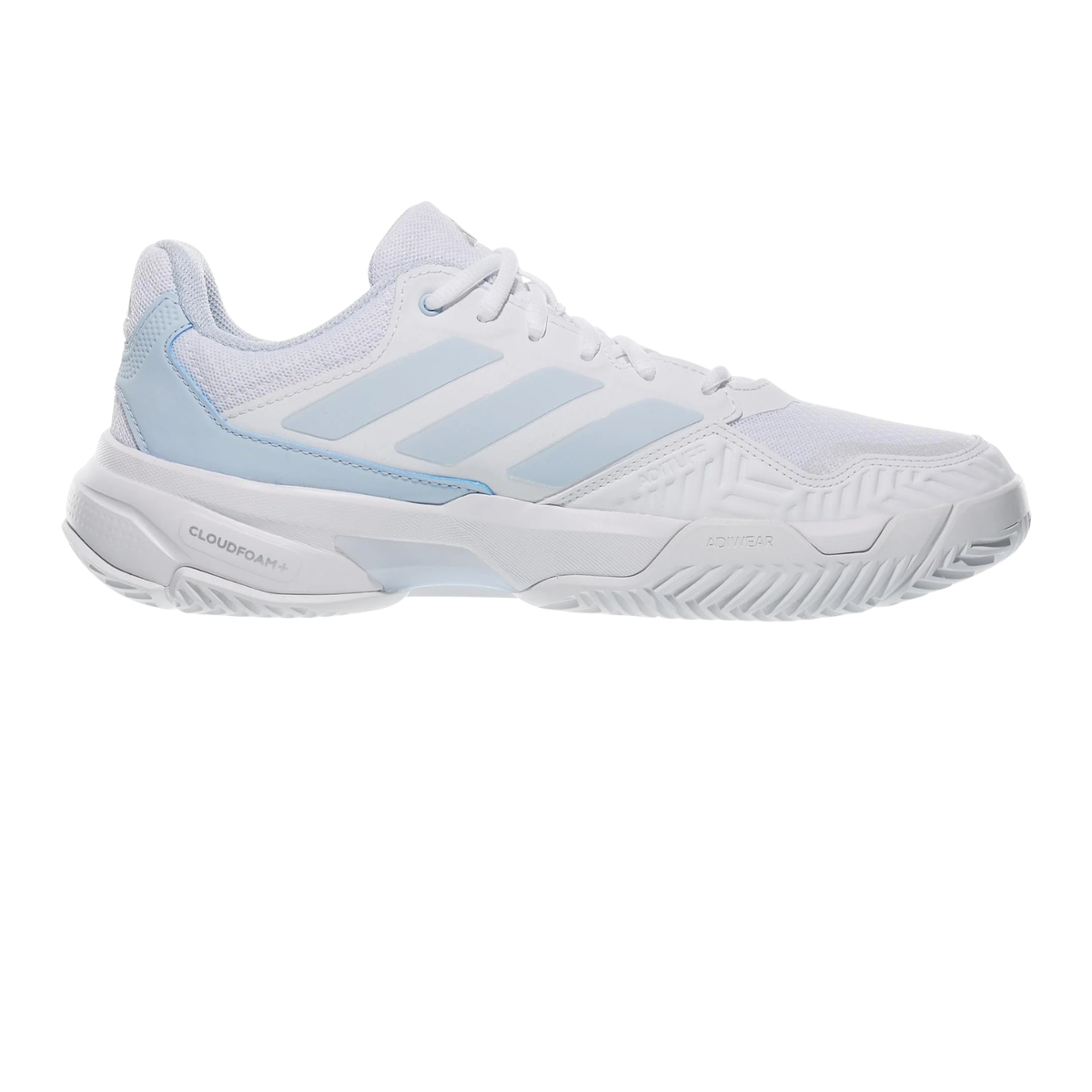 Adidas CourtJam Control 3 Tennis Shoes Women, White/Blue, back view