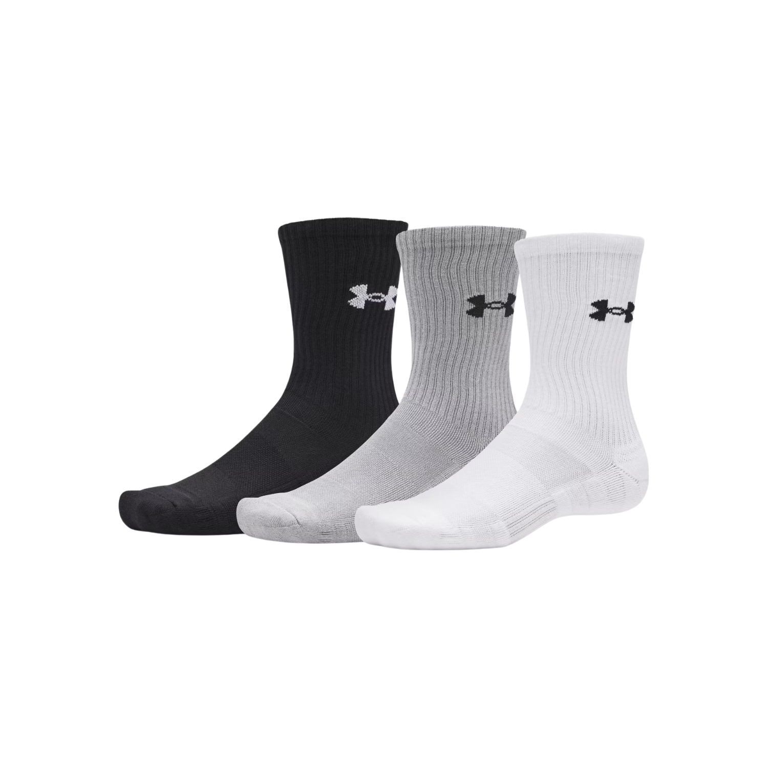 Under Armour Performance Cotton 3Pk Crew Socks Unisex - White/Steel White Steel Steel Clothing Under Armour