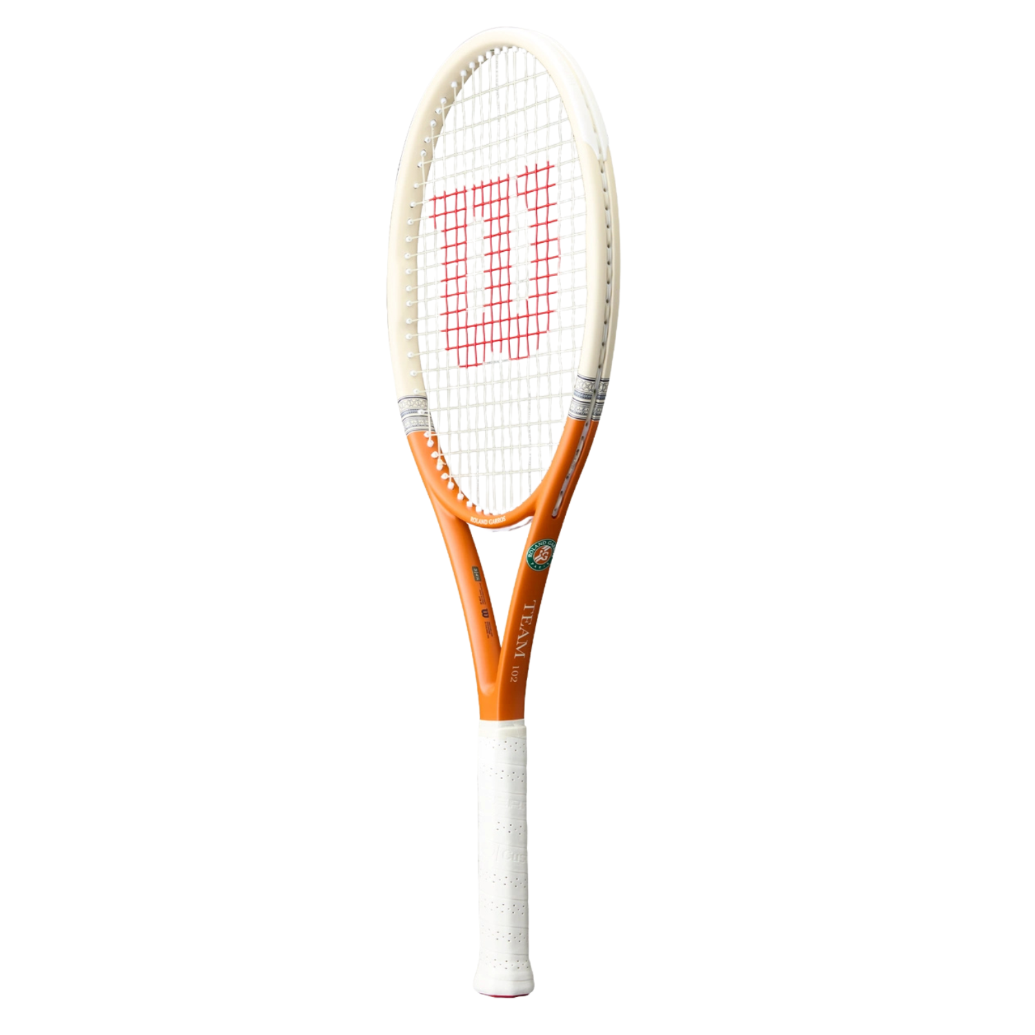 Wilson Roland Garros Team 102 2026 Tennis Racket - White/Orange Tennis Rackets Wilson