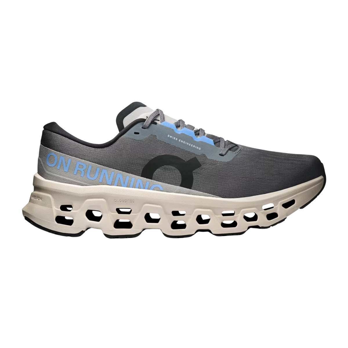 On Running Cloudmonster 3 Running Shoe Men, Rock/Silver, back view