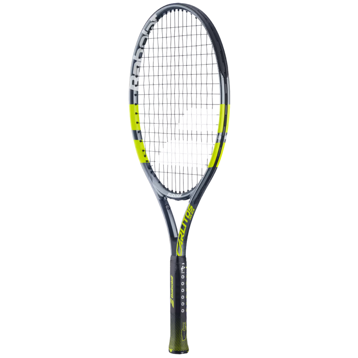 Babolat Carlitos Junior 23 2026 Tennis Racket Strung, Grey/Yellow, back view