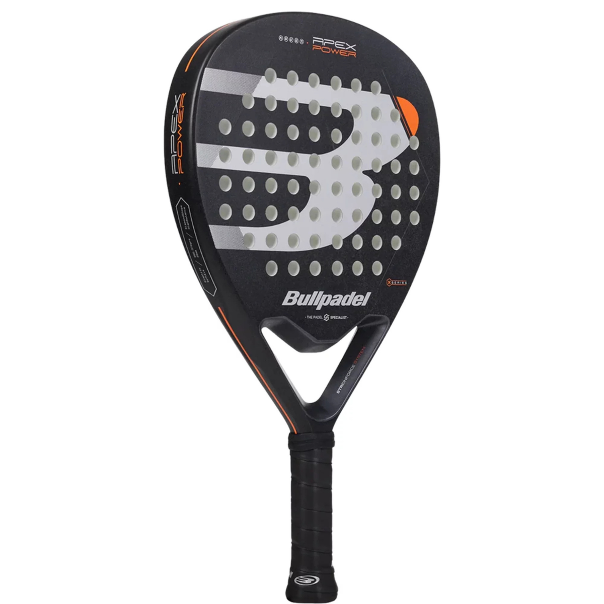 BullPadel Apex Power Padel Racket, Black, back view