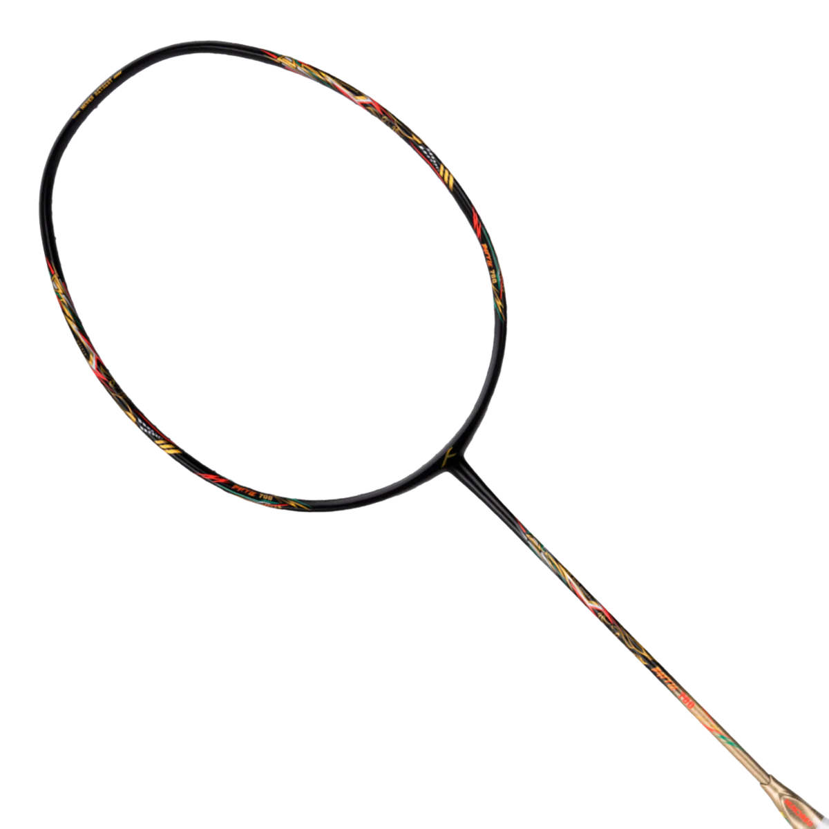 Hundred Battle 700 Badminton Racket, Charcoal/Gold/Orange, back view