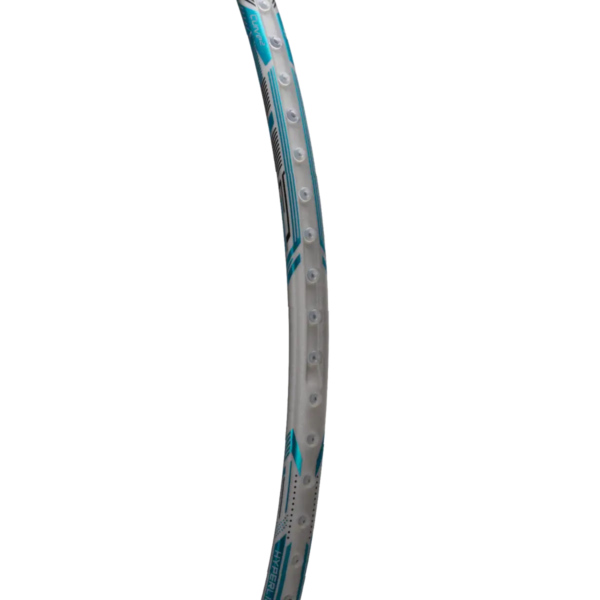 Hundred Nuclear 78 Badminton Racket, White/Blue, close-up detail