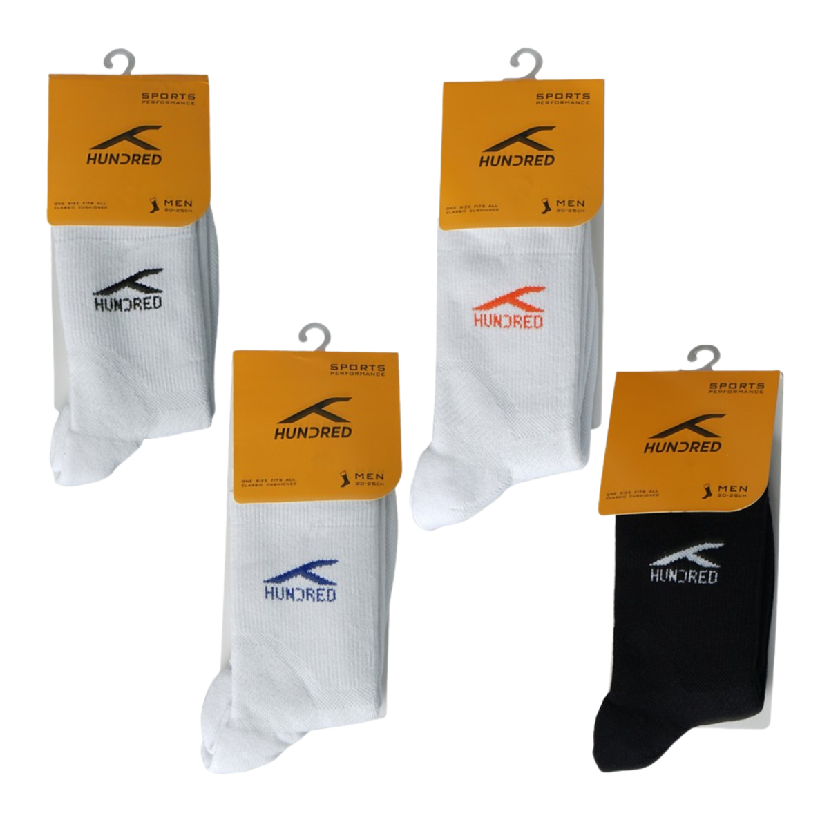 Hundred Quarter Socks, White/Orange, back view