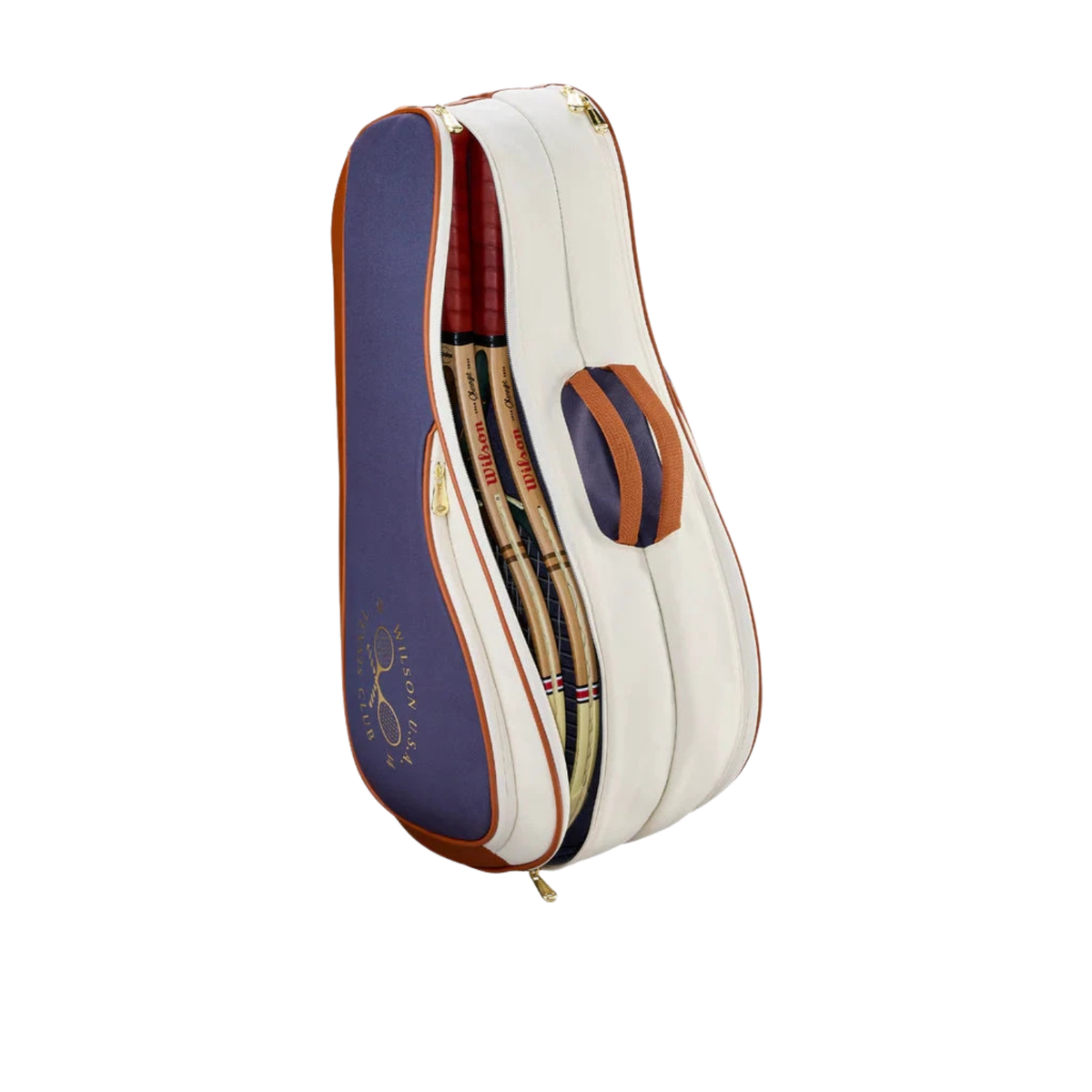 Wilson Heritage V2 6 Racket Bag, Cream/Navy, side view