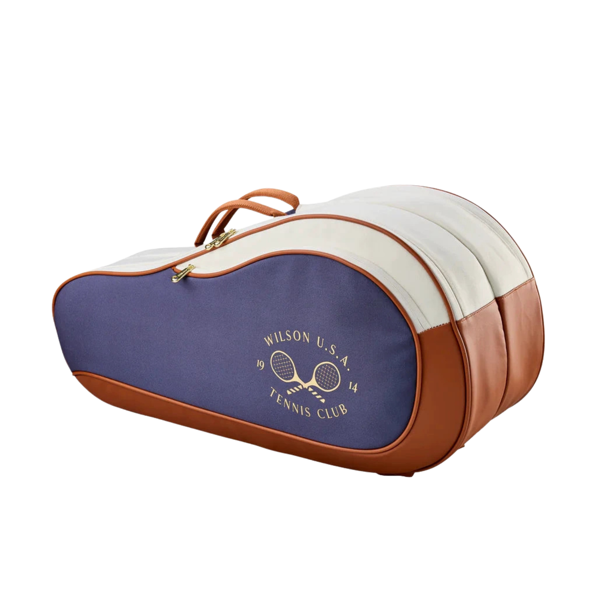 Wilson Heritage V2 6 Racket Bag, Cream/Navy, front view