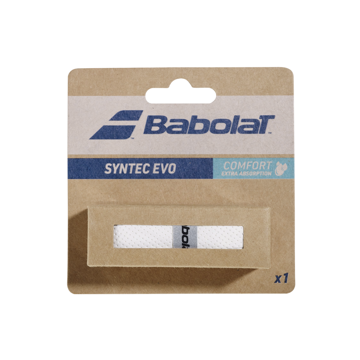 Babolat Syntec Evo Replacement Grip (Single), White, front view