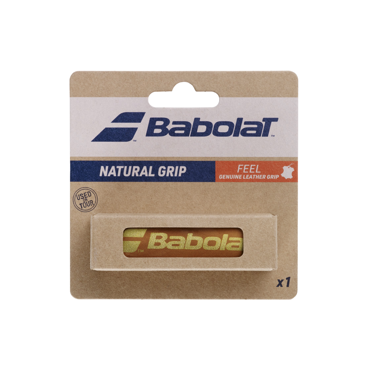 Babolat Natural Replacement Grip (Leather), Brown, front view