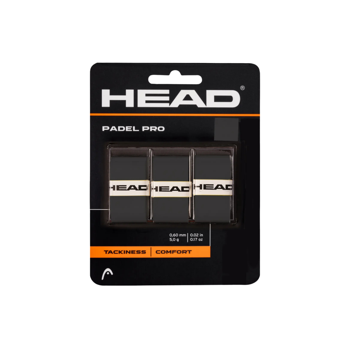 Head Padel Pro Overgrip (Pack of 3) - White Black 3 Pack Grips Head