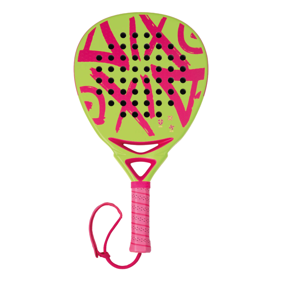 Aixo Neotag Padel Racket, 18k Carbon RL-B13, Green/Pink, back view