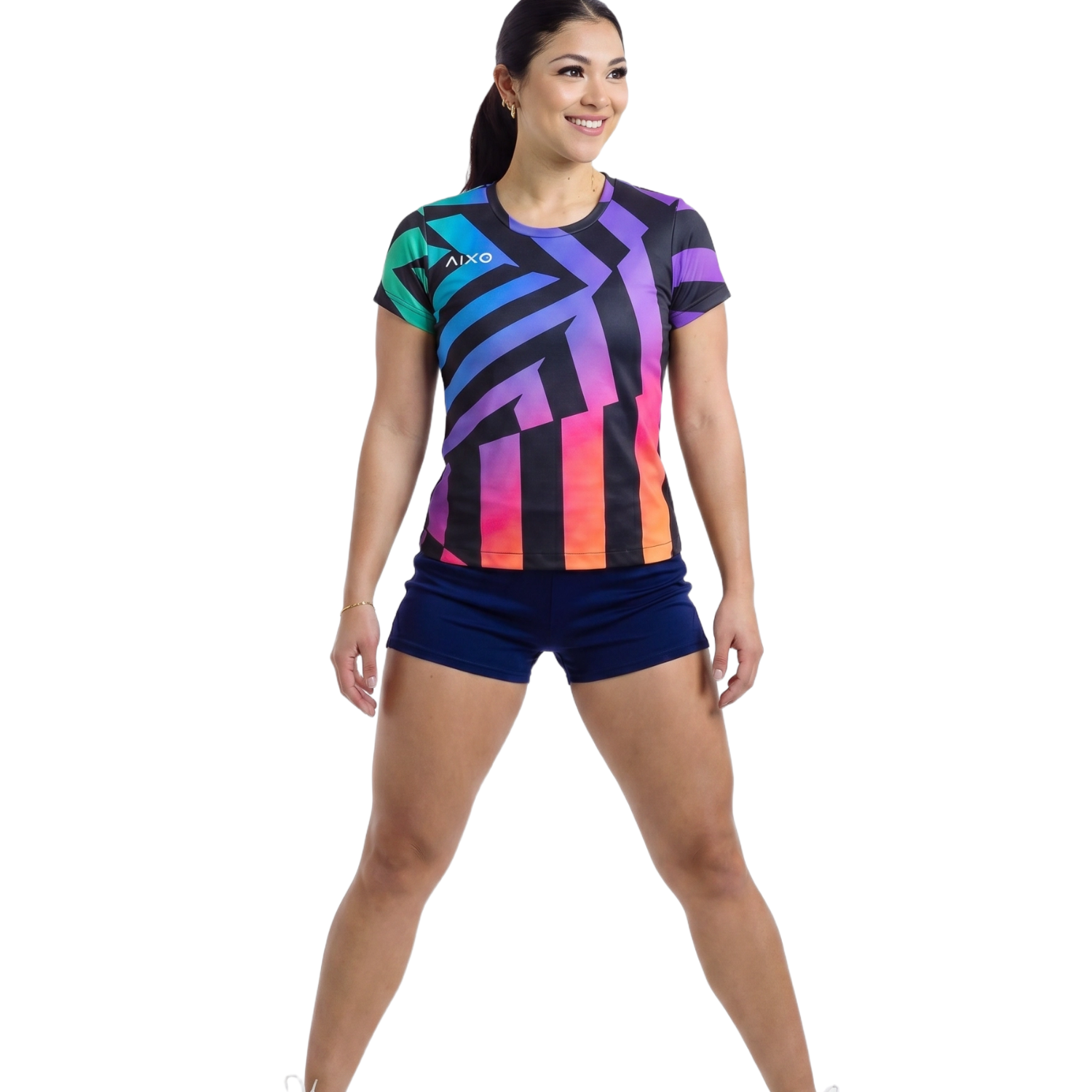 Aixo Rainbow Chaos Womens T-Shirt - Black T Shirt Aixo