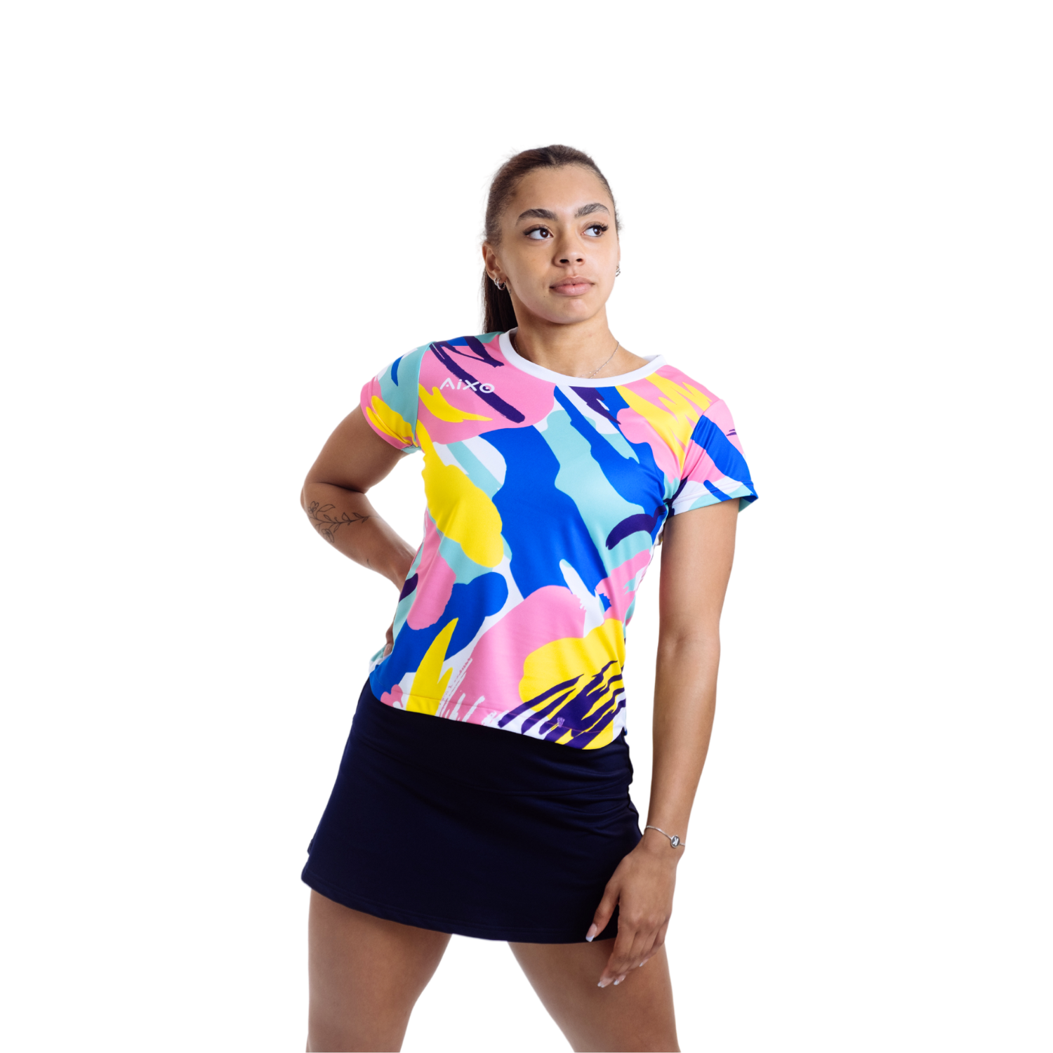 Aixo Abstract T-Shirt Womens (Multicolour Dark) T Shirt Aixo