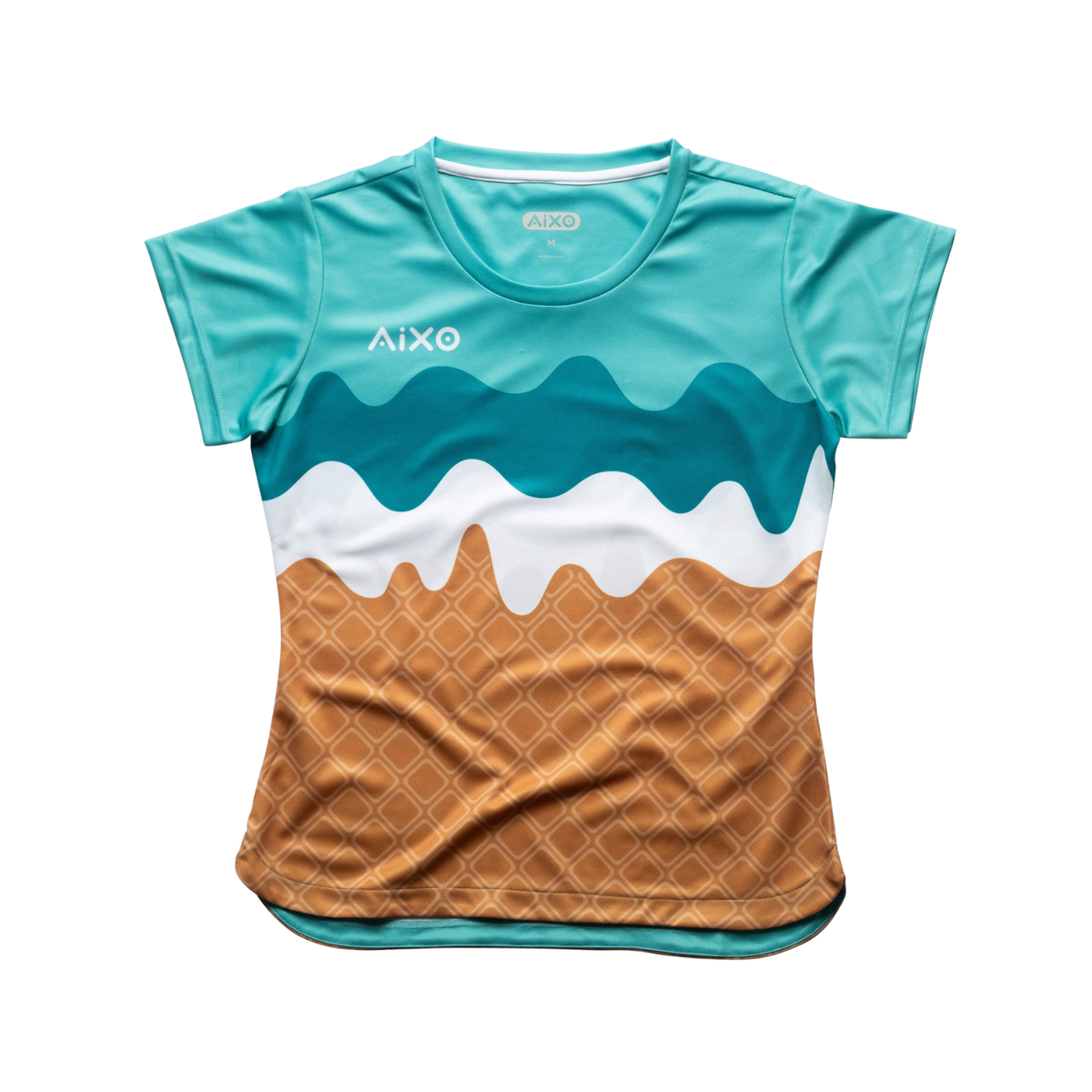 Aixo Sundae Womens T Shirt Vanilla Raspberry Chocolate Teal T Shirt Aixo