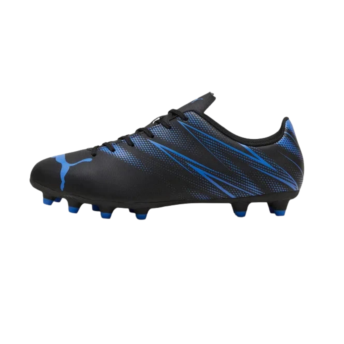 Puma Attacanto FG/AG Football Boots Junior, Puma Black/Silver/Blue, front view