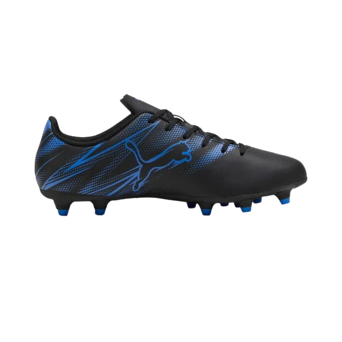 Puma Attacanto FG/AG Football Boots Junior, Puma Black/Silver/Blue, back view