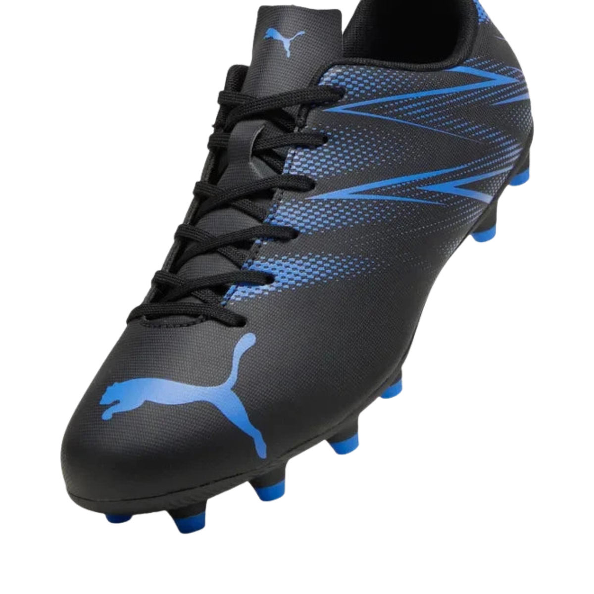 Puma Attacanto FG/AG Football Boots Junior, Puma Black/Silver/Blue, close-up detail