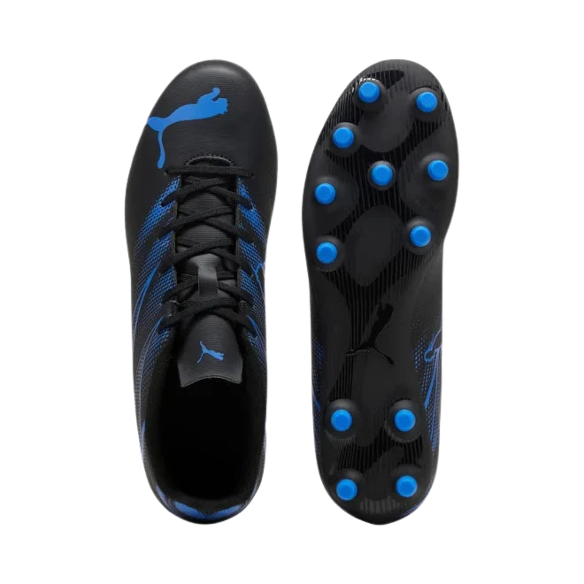 Puma Attacanto FG/AG Football Boots Junior, Puma Black/Silver/Blue, detail view