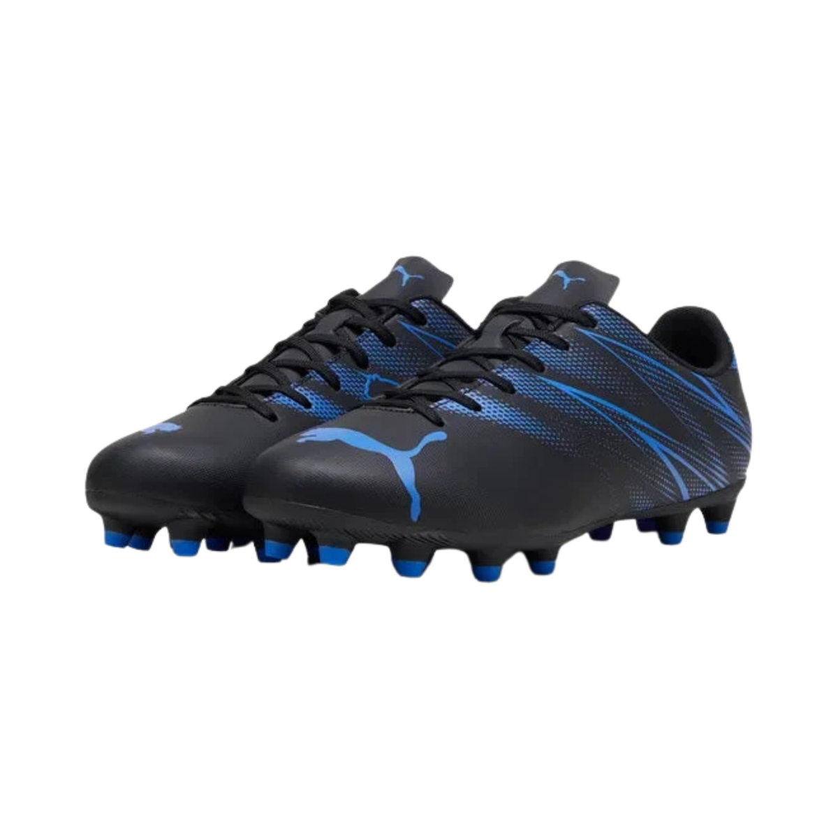 Puma Attacanto FG/AG Football Boots Junior, Puma Black/Silver/Blue, side view