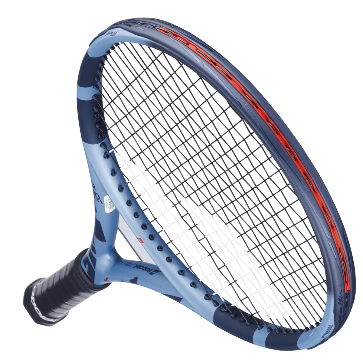 Demo Babolat Pure Drive 98 305g Gen11 Strung Tennis Racket, Metallic Blue/Midnight Blue, close-up detail
