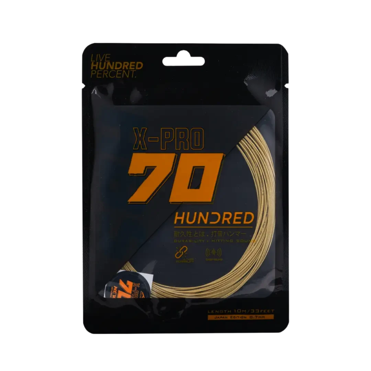 Hundred 70 X Pro Badminton String, Ceylon Gold, front view