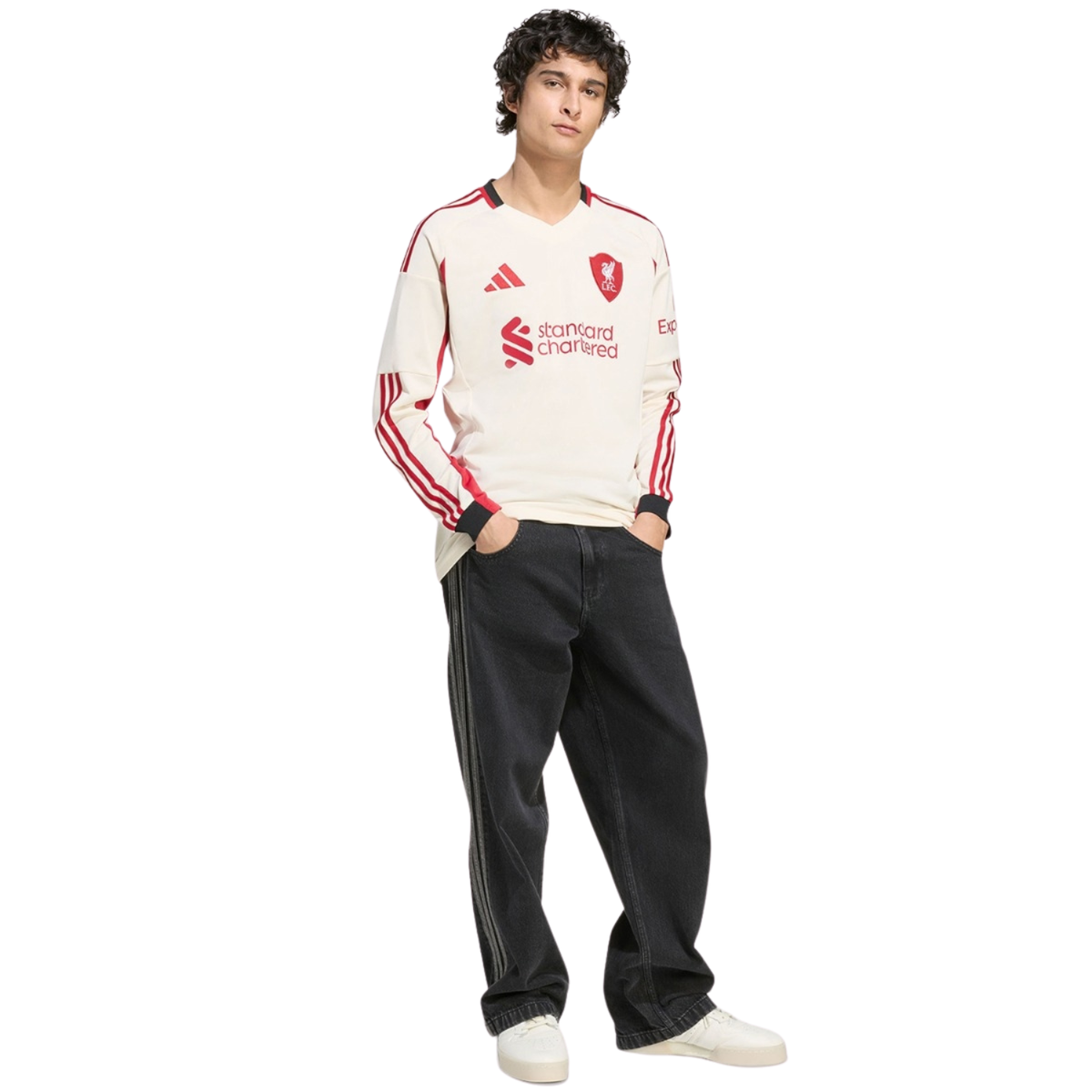 Adidas Liverpool F.C. 25/26 Long Sleeve Away Jersey Junior, Beige, back view