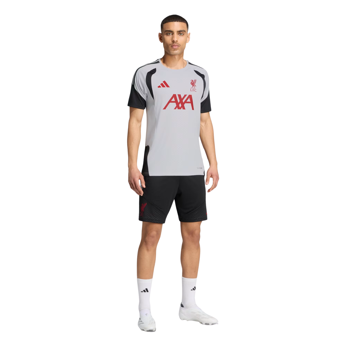 Adidas Liverpool F.C. Tiro Training Jersey Men, Grey, close-up detail