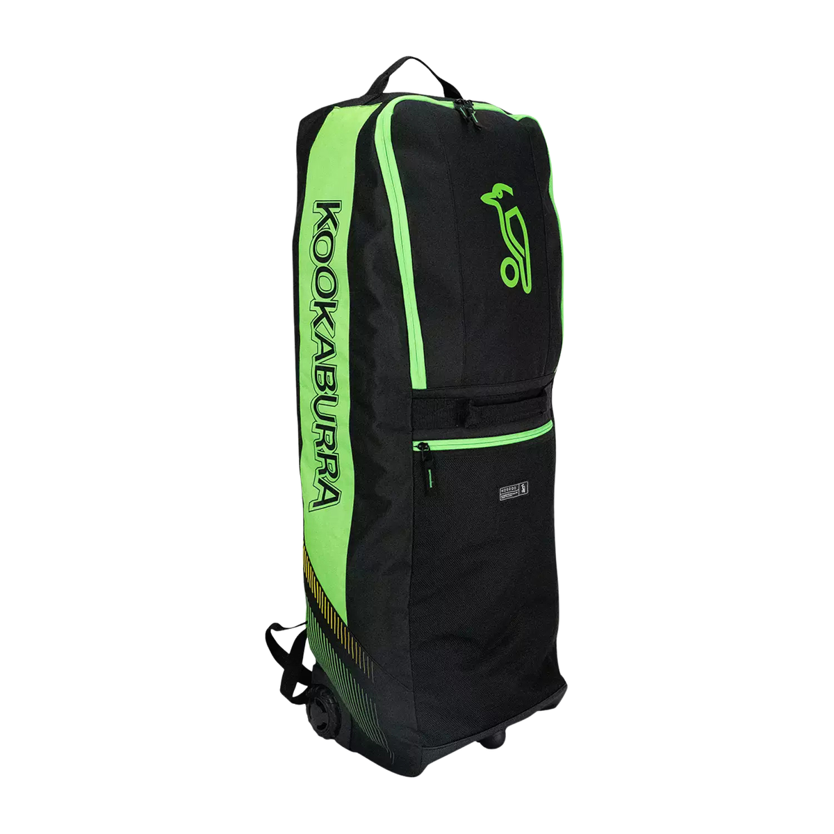 Kookaburra WD5000 Wheelie Duffle Bag, Black/Green, back view