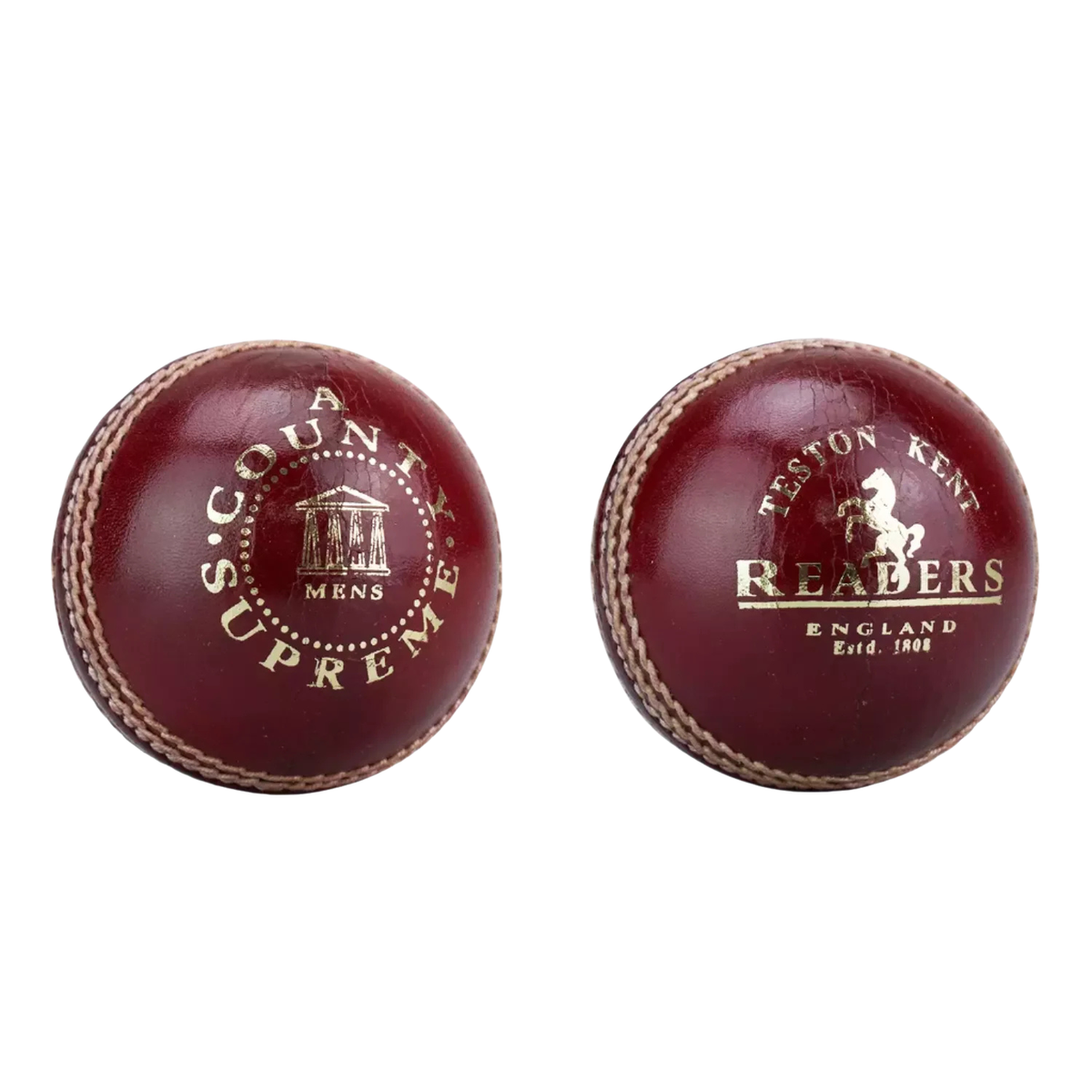 Readers County Supreme 'A' Cricket Ball, Red, back view