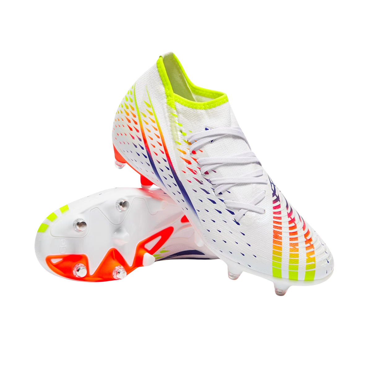 Adidas Predator Edge.3 SG Football shoes, White/Solar Yellow/Power Blue, side view