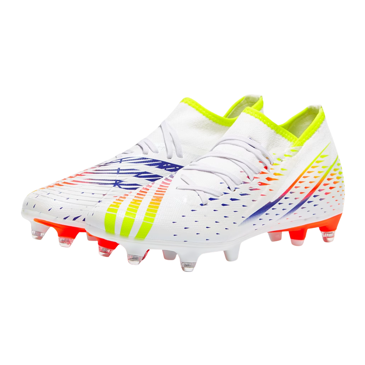 Adidas Predator Edge.3 SG Football shoes, White/Solar Yellow/Power Blue, back view