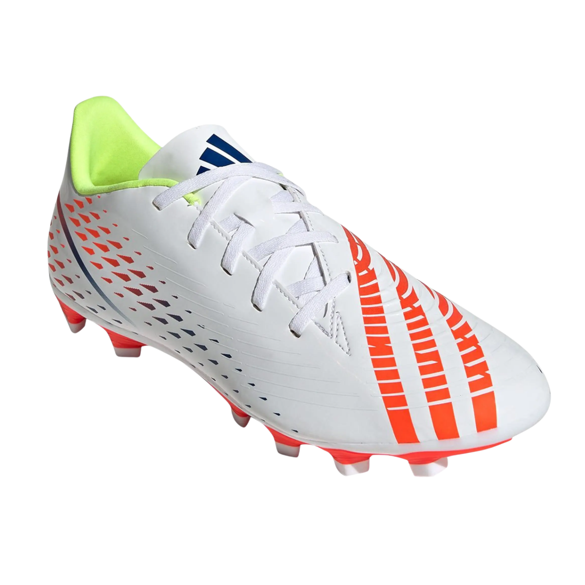 Adidas Predator Edge 4 FxG Football shoes, White/Solar Yellow/Power Blue, back view