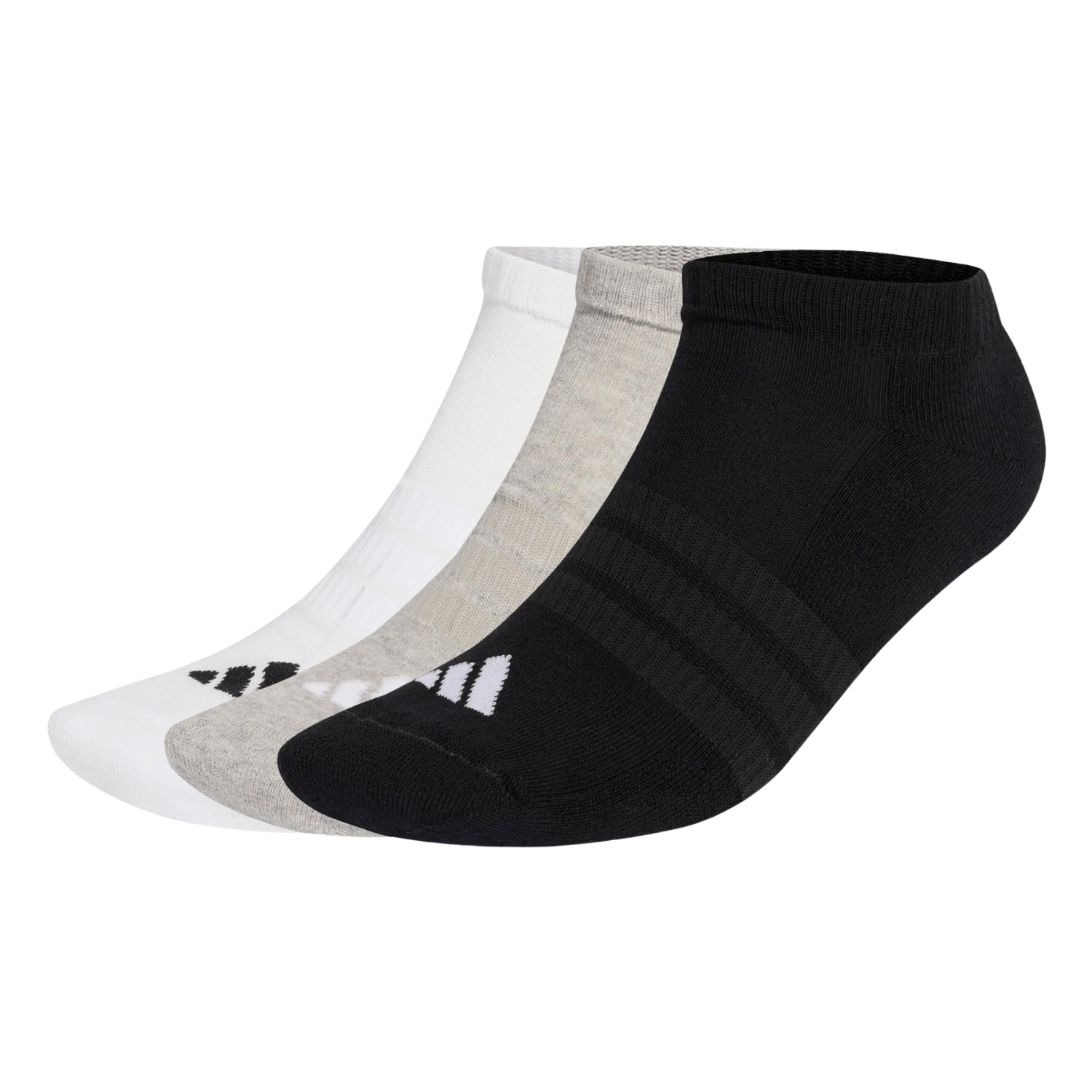 Adidas Cushioned Essentials Low 3 Pack Socks Unisex - Grey/White/Black Grey White Black Socks Adidas