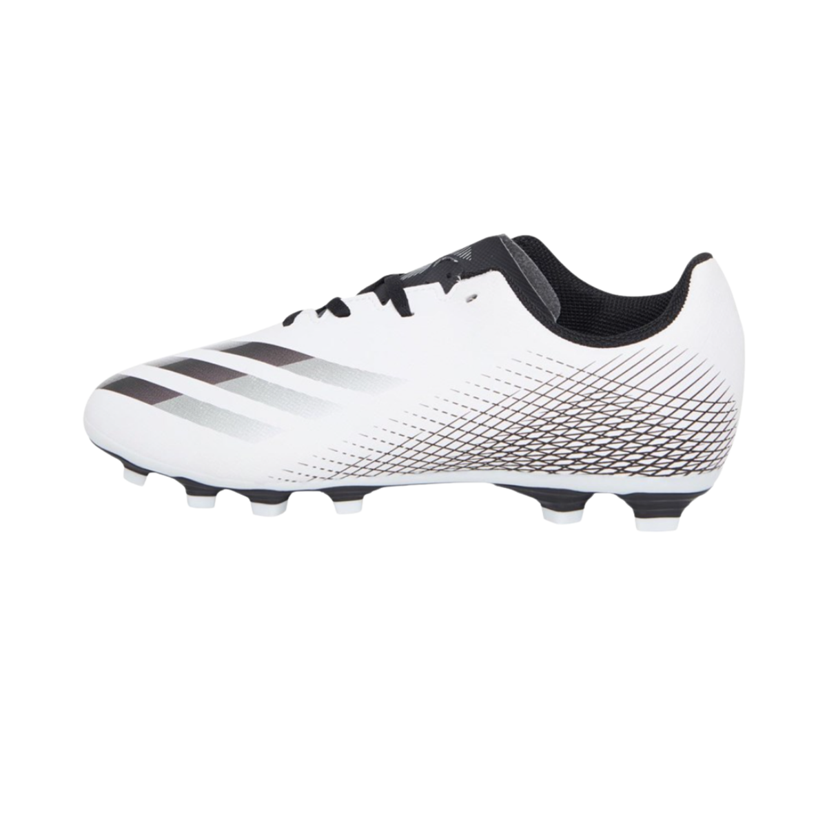 Adidas X GHOSTED.4 Firm Ground Junior, White/Black/Silver, back view