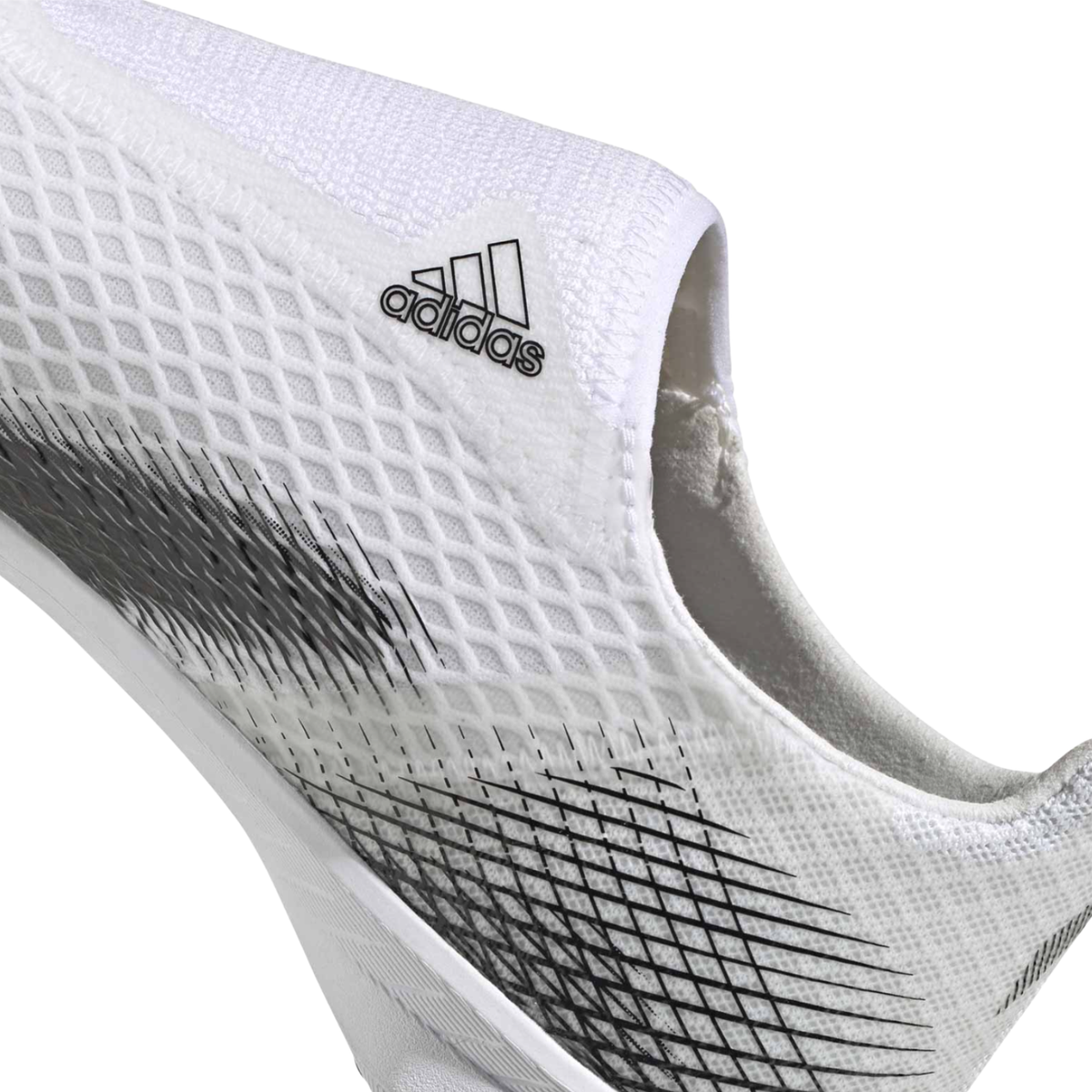 Adidas X GHOSTED.3 LL TF Junior, White/Black, close-up detail