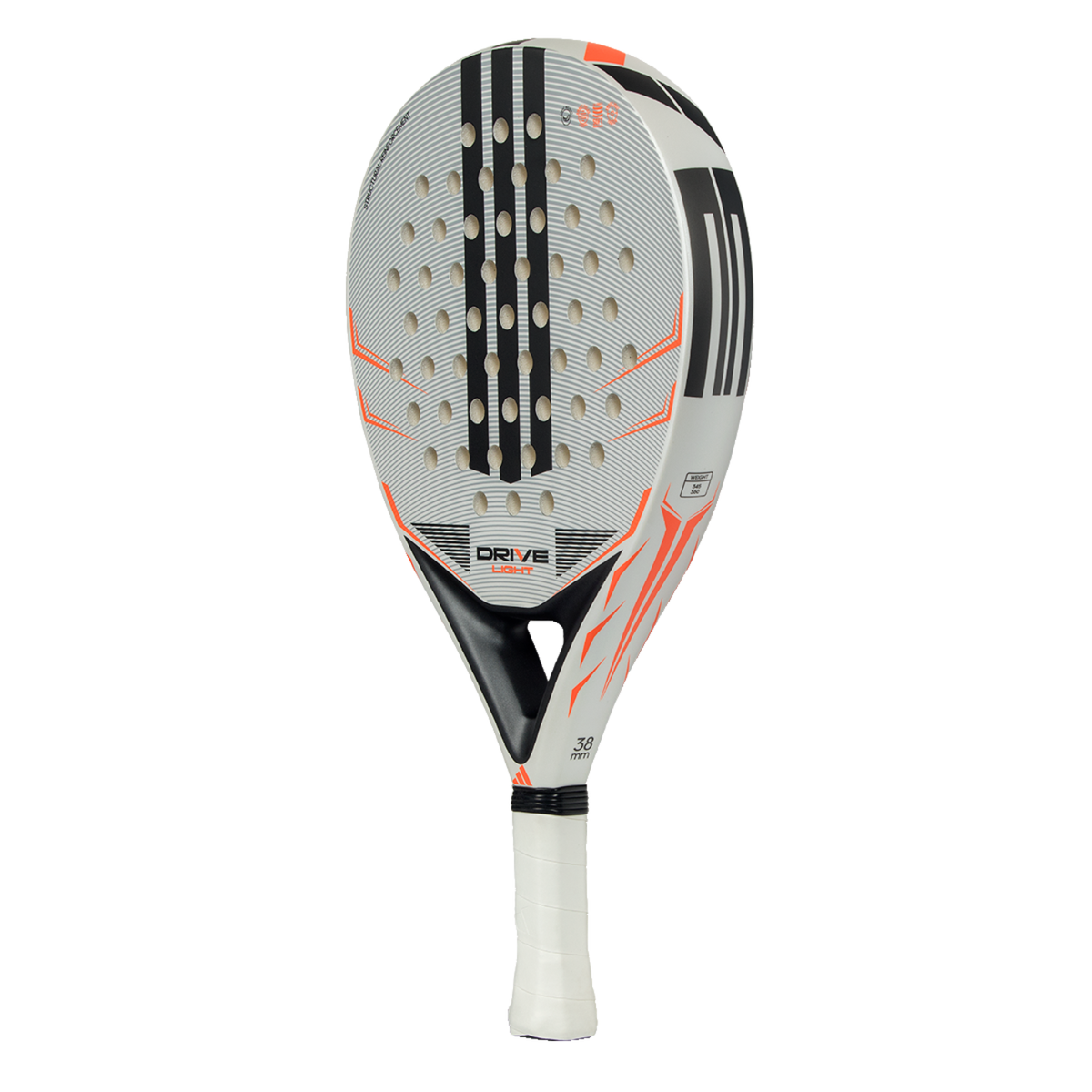 Adidas Drive Light 2026 Padel Racket, White/Orange, back view
