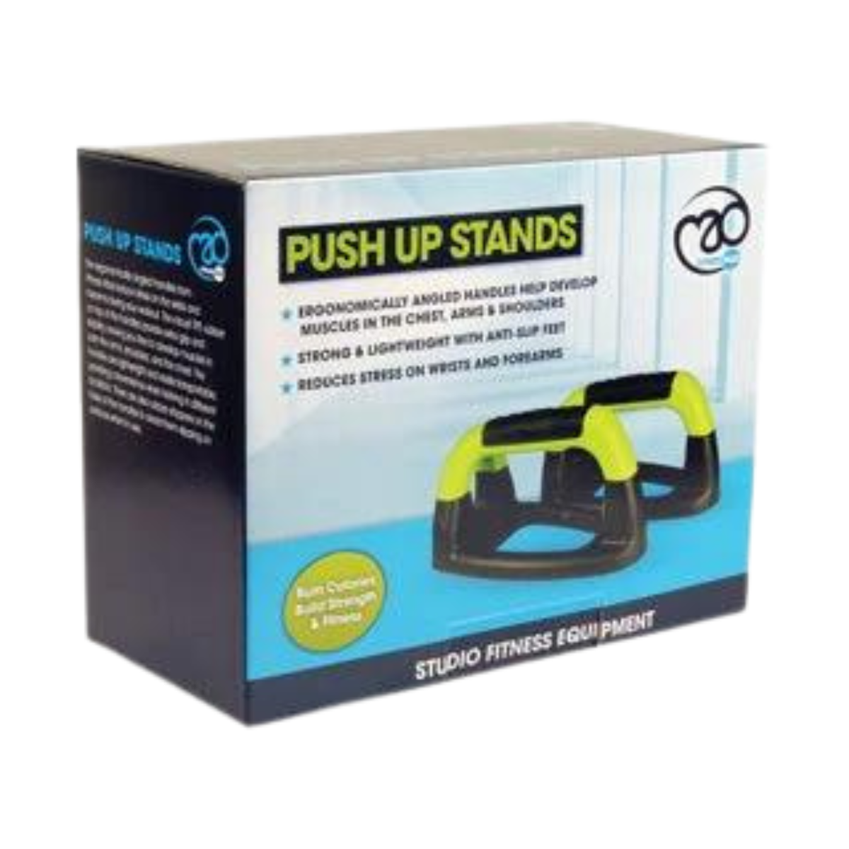 Fitness Mad FM Push Up Stands Pair, Black/Lime Green, side view