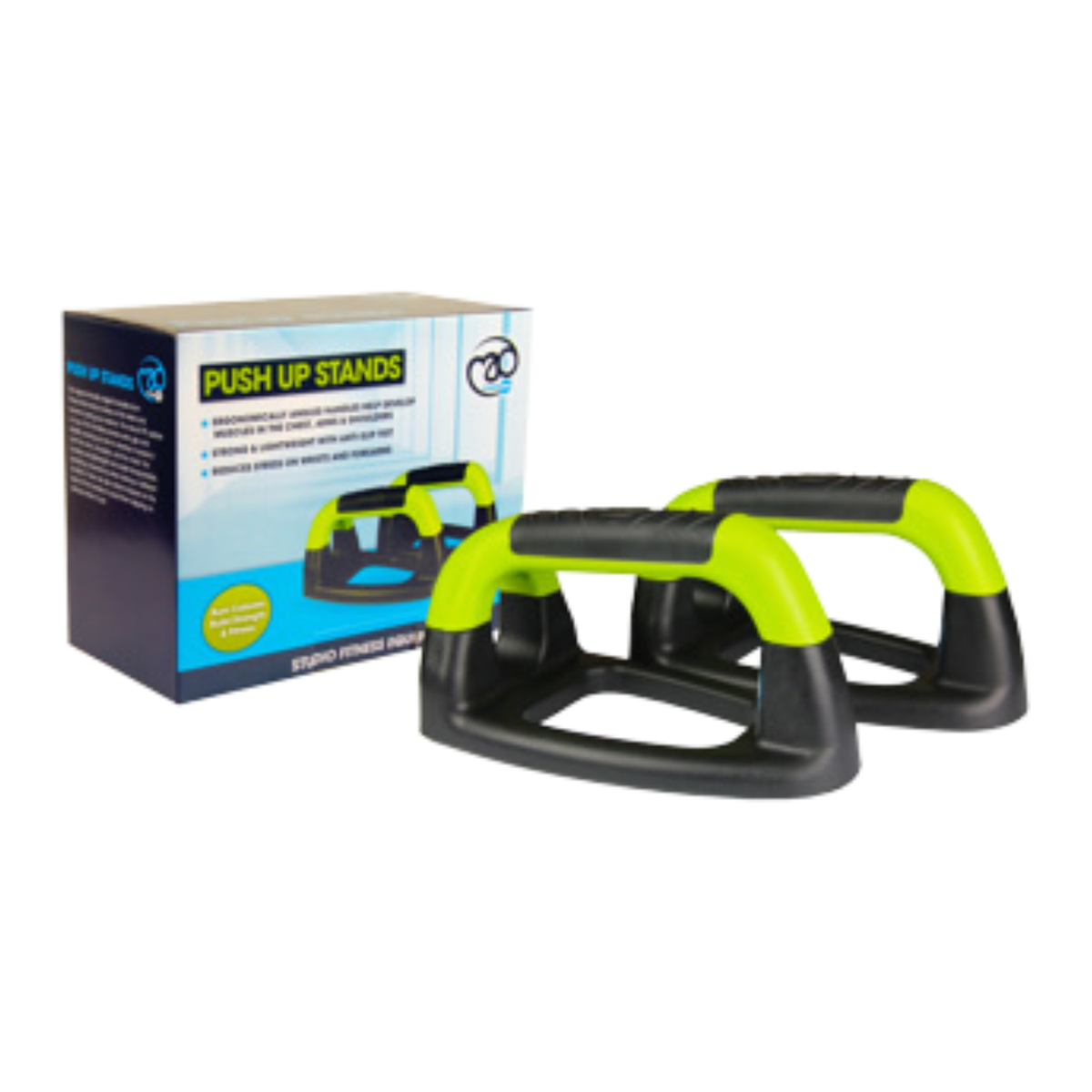 Fitness Mad FM Push Up Stands Pair, Black/Lime Green, back view