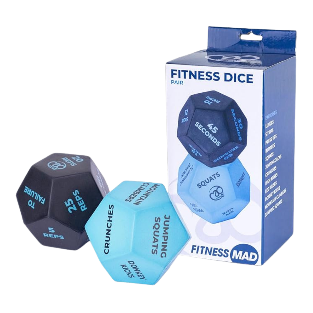 Fitness Mad 12-Sided Fitness Dice Pair Exercise & Fitness Fitness Mad