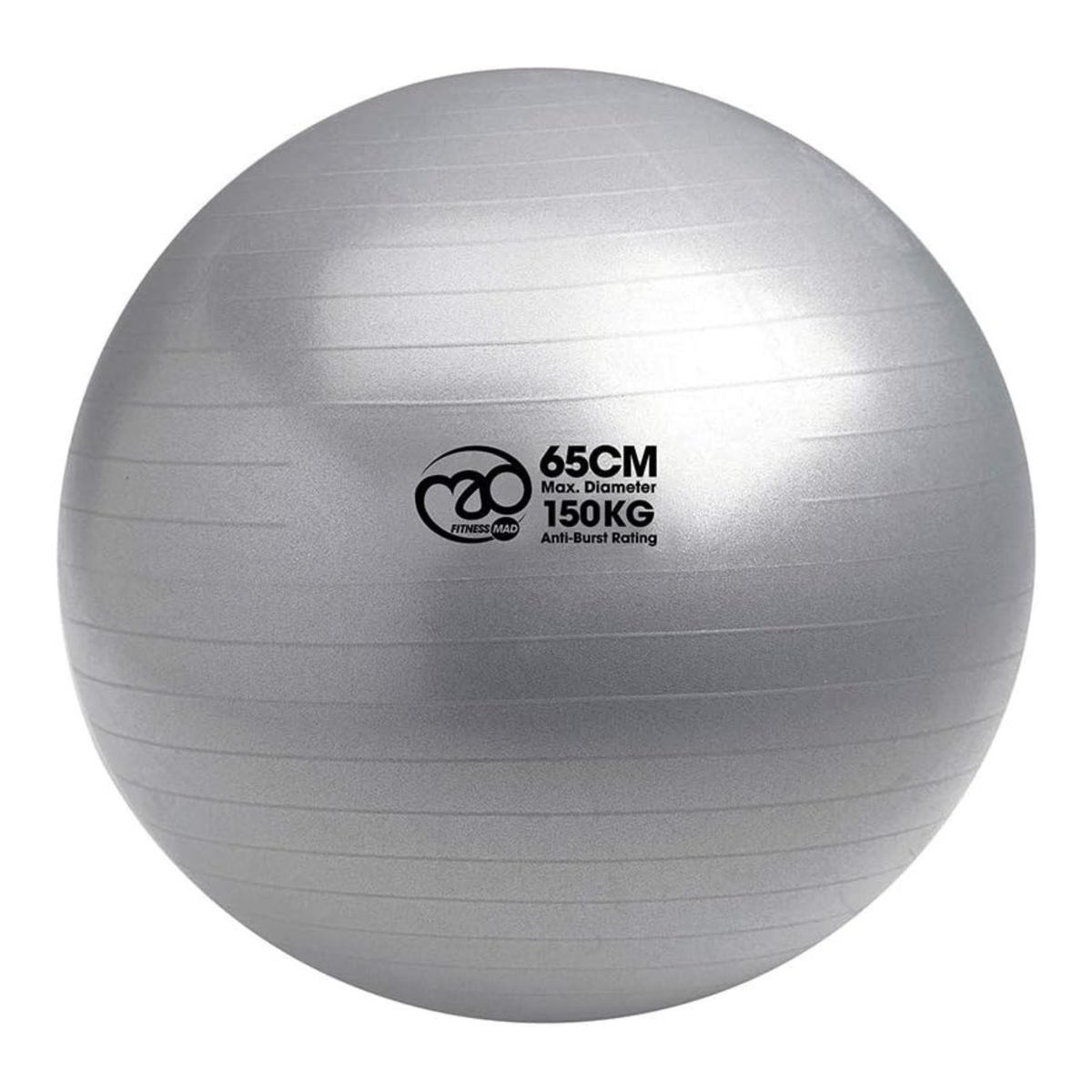 Fitness Mad Swiss Ball & Pump 125 kg 65cm, Silver, front view