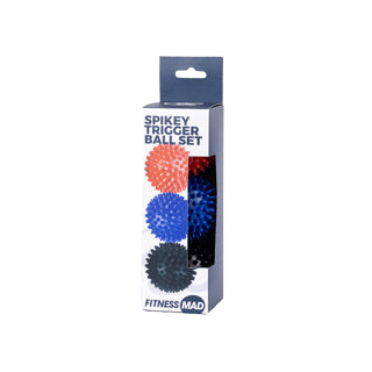 Fitness Mad Spikey Massage Balls 3pcs, Red/Blue/Black, back view