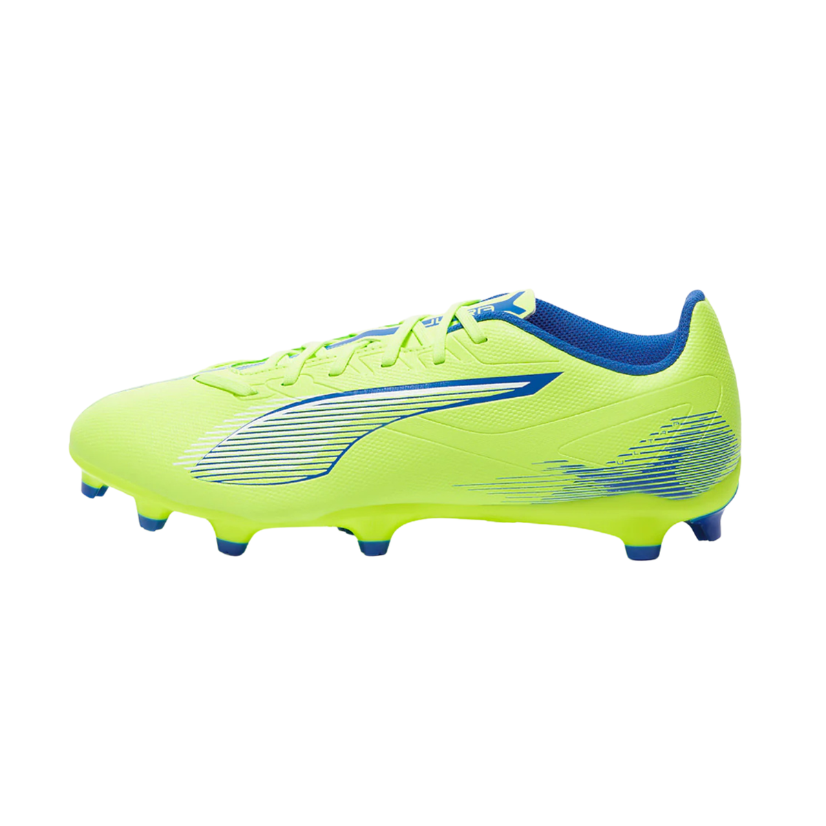 Puma Ultra 5 Play FG/AG Football Boots Unisex, Fizzy Apple/ Puma White/ Bluemazing, front view
