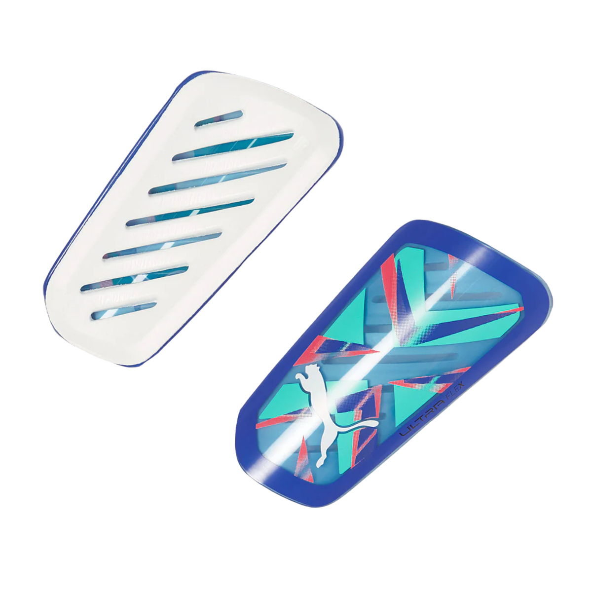 Puma Ultra Flex Sleeve Shin Guards Unisex, Bluemazing/ Electric Pepperming, back view