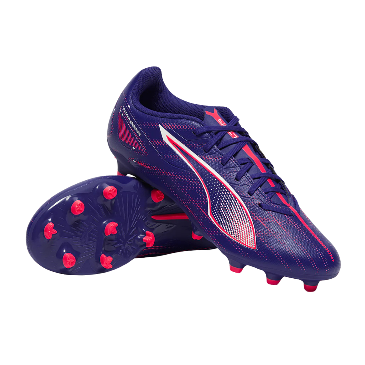 Puma Ultra 5 Play FG/AG Football Boots Unisex, Lapis Lazuli/ Puma White/ Sunset Glow, detail view