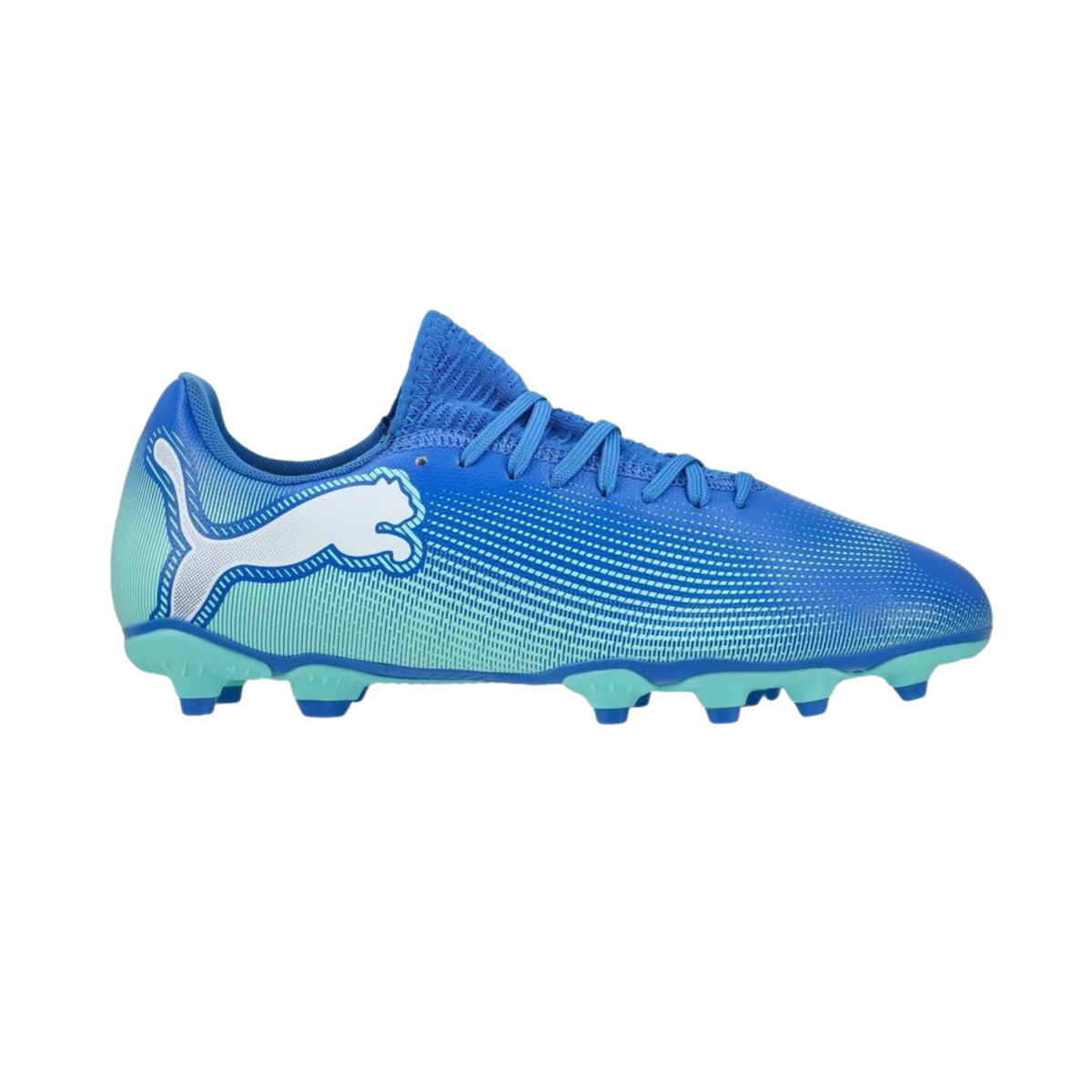 Puma Future 7 Play FG/AG Football Boots Unisex, Hyperlink Blue/Mint/Puma White, back view