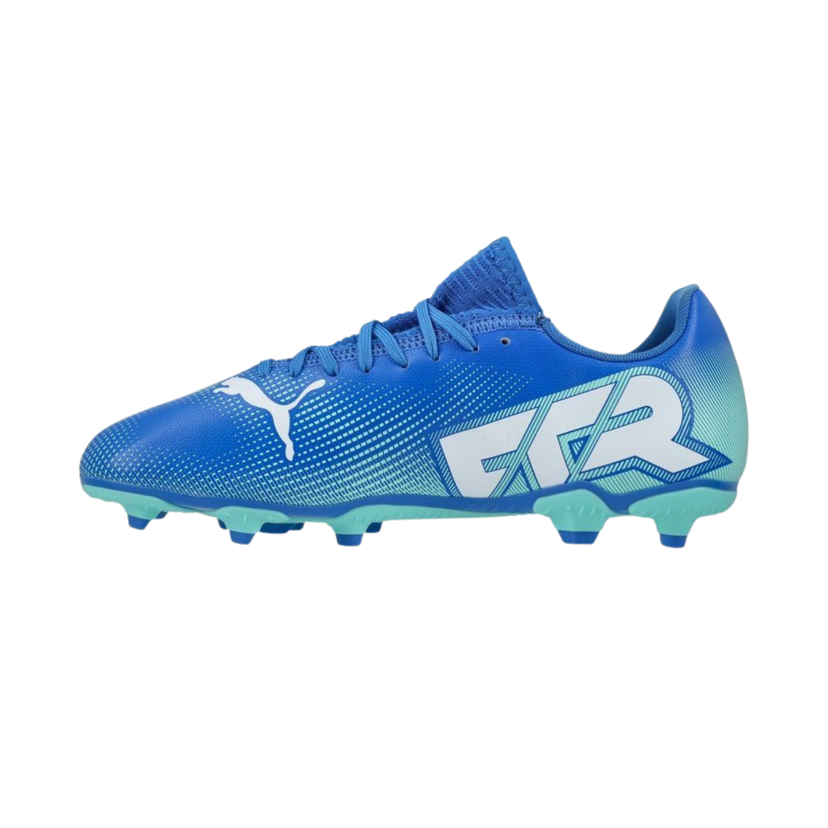 Puma Future 7 Play FG/AG Football Boots Unisex, Hyperlink Blue/Mint/Puma White, front view